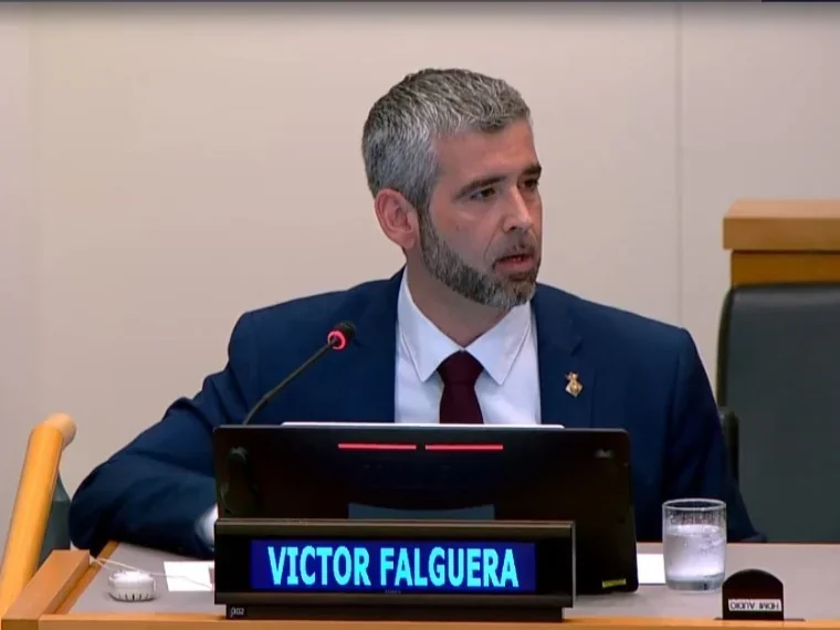 Víctor Falguera speaking at the United Nations